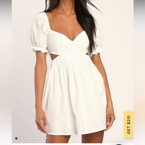 Ivory lulus tie up front pleated mini dress